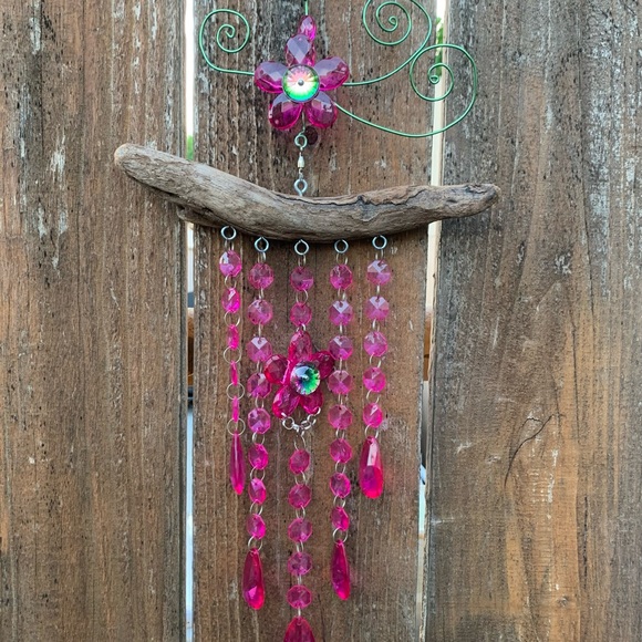 Barbie Movie 2023 Style Pink Sun Catcher Handmade Driftwood & Recyclables - Picture 11 of 13